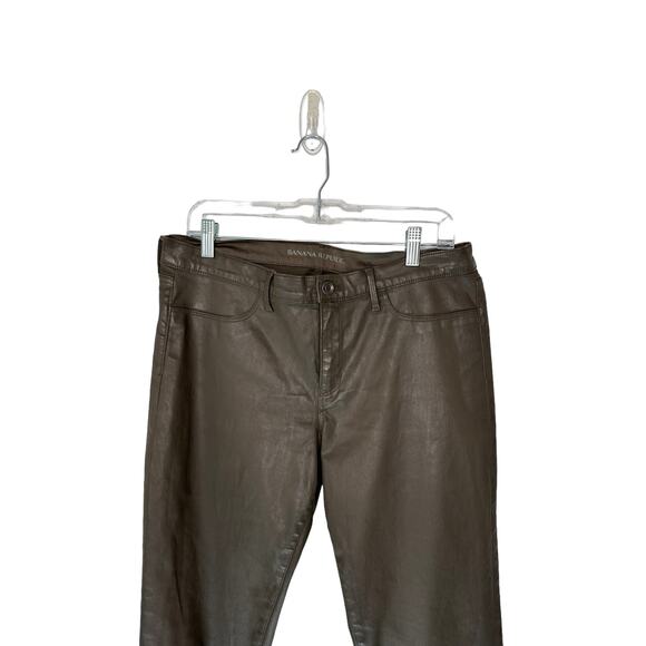 Banana Republic Taupe Mature Casual Coated Sateen Skinny Ankle Pant Size 31 - Picture 5 of 13